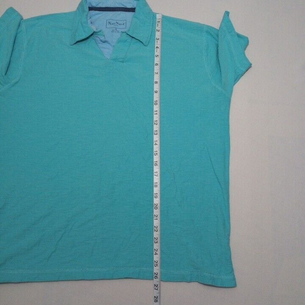 Nat Nast Men's Medium Buttonless Polo Shirt Light Blue Short Sleeve 100% Cotton - Picture 6 of 7